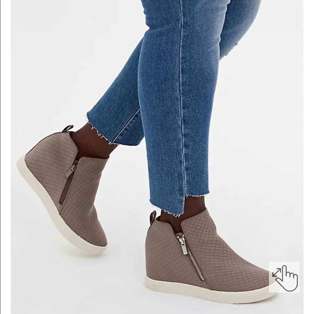 Taupe Quilted Knit Wedge Sneaker
